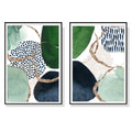 Wall Art 40cmx60cm Abstract Green and Navy 2 Sets Black Frame Canvas V207-1232