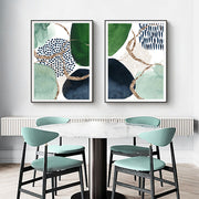 Wall Art 60cmx90cm Abstract Green and Navy 2 Sets Black Frame Canvas V207-1234