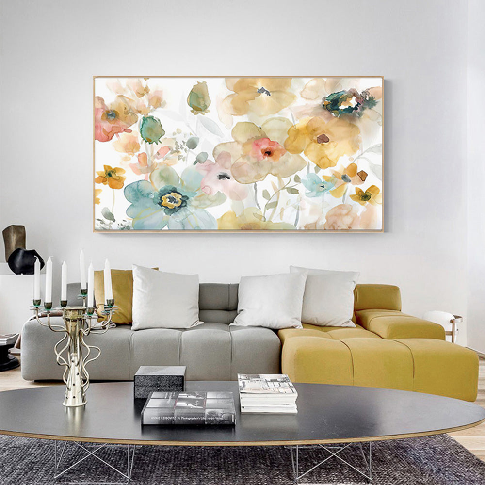 Wall Art 60cmx120cm Floral Watercolor Style Wood Frame Canvas V207-1267
