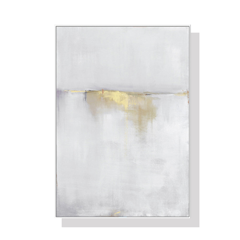Wall Art 60cmx90cm Abstract gold white single II White Frame Canvas V207-1278