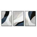 Wall Art 50cmx70cm Abstract Navy Blue 3 Sets Black Frame Canvas V207-1338