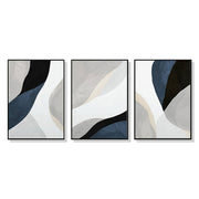 Wall Art 50cmx70cm Abstract Navy Blue 3 Sets Black Frame Canvas V207-1338