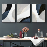 Wall Art 50cmx70cm Abstract Navy Blue 3 Sets Black Frame Canvas V207-1338