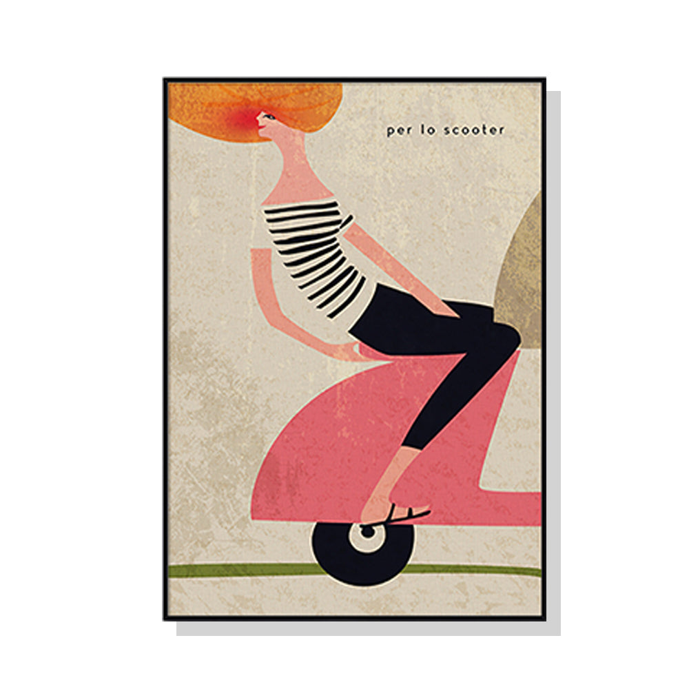 Wall Art 80cmx120cm Scooter Black Frame Canvas V207-1464