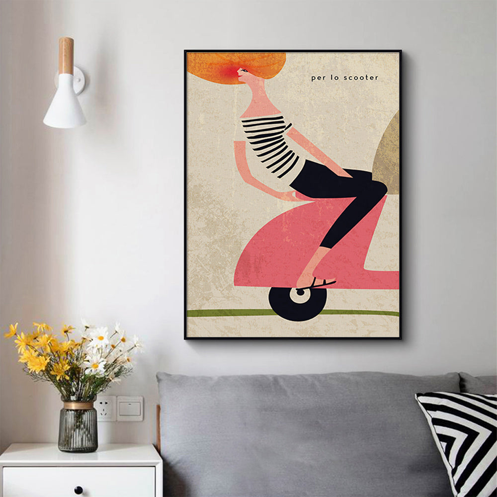 Wall Art 80cmx120cm Scooter Black Frame Canvas V207-1464