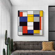 Wall Art 80cmx80cm Large Composition A By Piet Mondrian Black Frame Canvas V207-1490