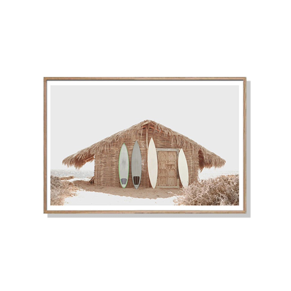 Wall Art 60cmx90cm Surf Cabin Wood Frame Canvas V207-1611