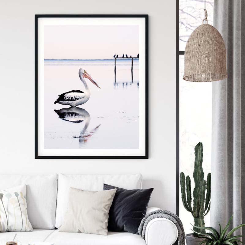 Wall Art 70cmx100cm Pelican Black Frame Canvas V207-1616