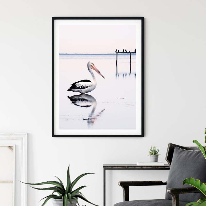 Wall Art 70cmx100cm Pelican Black Frame Canvas V207-1616
