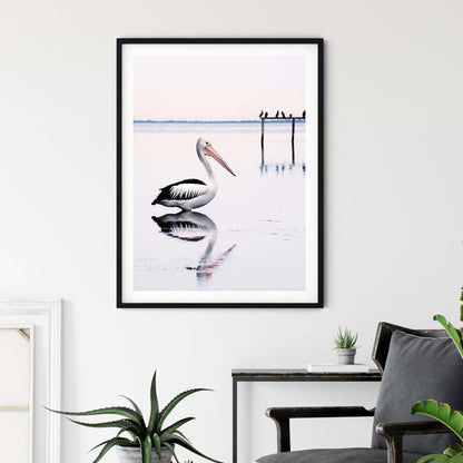 Wall Art 70cmx100cm Pelican Black Frame Canvas V207-1616