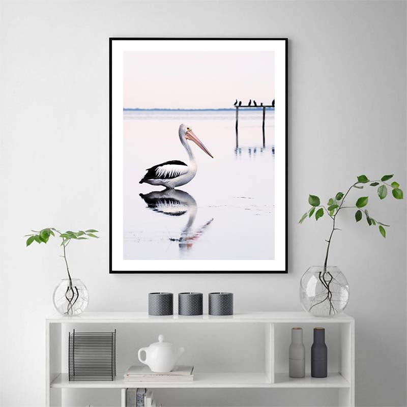 Wall Art 70cmx100cm Pelican Black Frame Canvas V207-1616