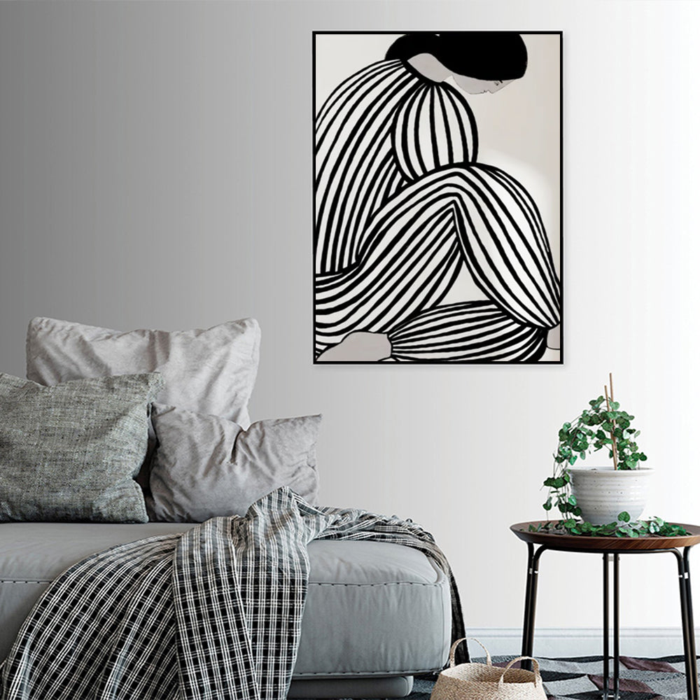 Wall Art 50cmx70cm Mid Century Figure Black Frame Canvas V207-1750