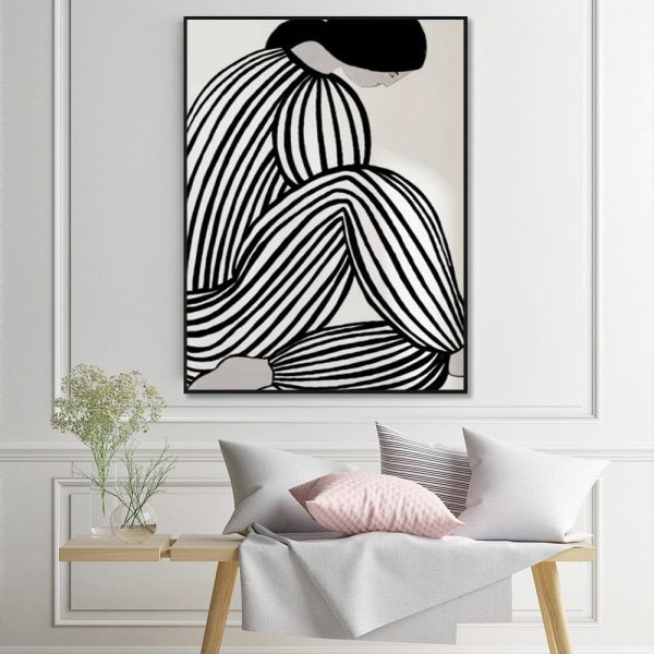 Wall Art 50cmx70cm Mid Century Figure Black Frame Canvas V207-1750