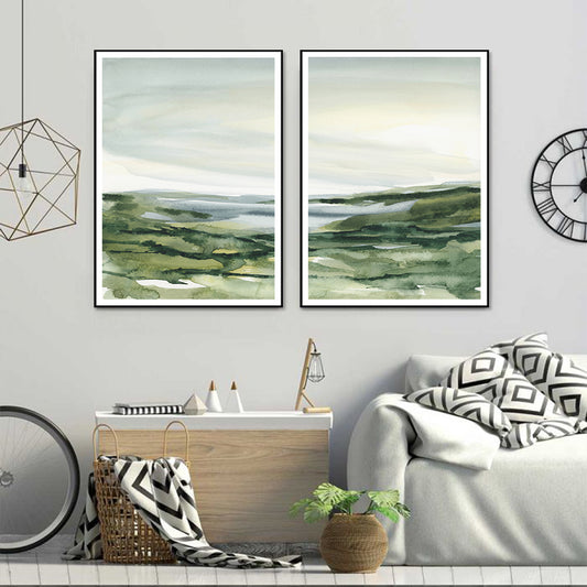 Wall Art 70cmx100cm Watercolor landscape 2 Sets Black Frame Canvas V207-1774