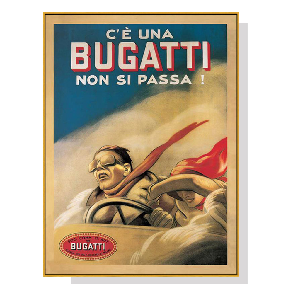 Wall Art 50cmx70cm Bugatti Gold Frame Canvas V207-1831