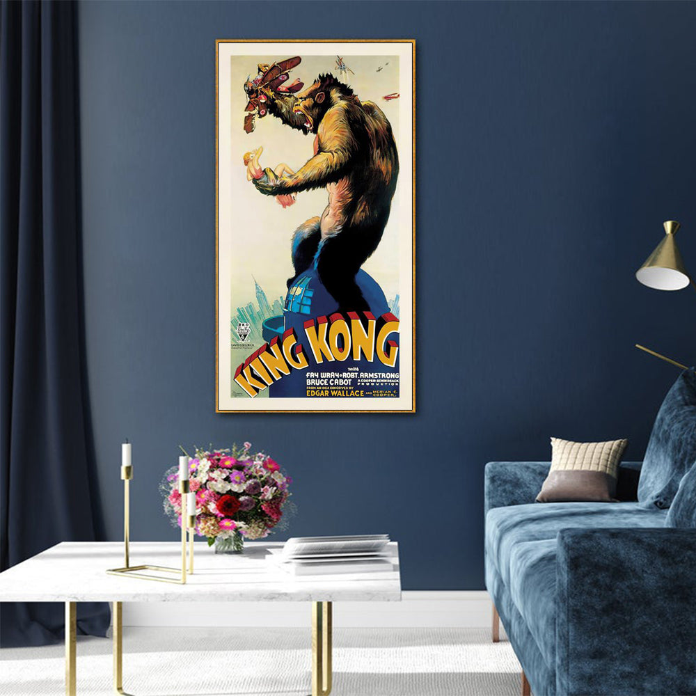 Wall Art 40cmx80cm King Kong 1933 Gold Frame Canvas V207-1875