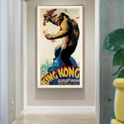 Wall Art 40cmx80cm King Kong 1933 Gold Frame Canvas V207-1875