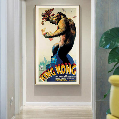 Wall Art 40cmx80cm King Kong 1933 Gold Frame Canvas V207-1875
