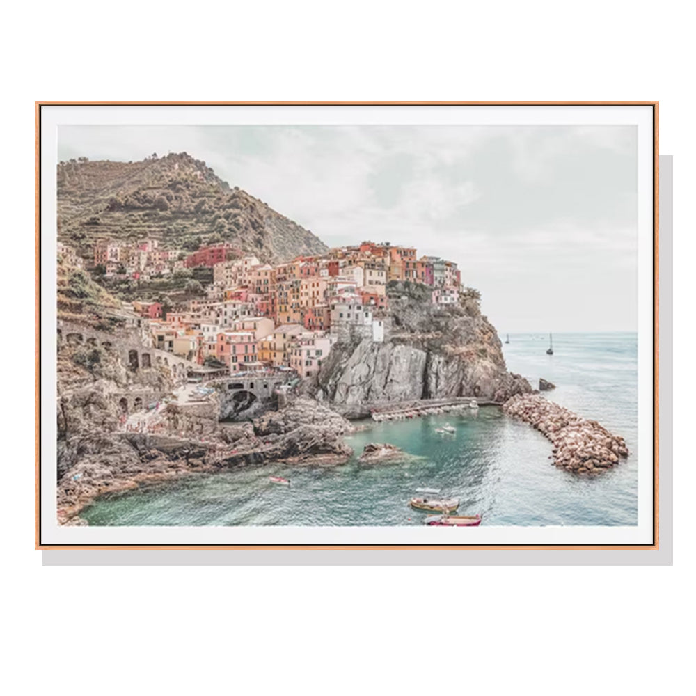 Wall Art 80cmx120cm Italy Cinque Terre Wood Frame Canvas V207-2137