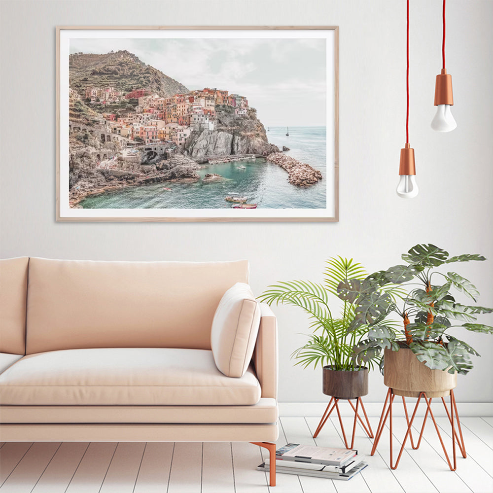 Wall Art 80cmx120cm Italy Cinque Terre Wood Frame Canvas V207-2137