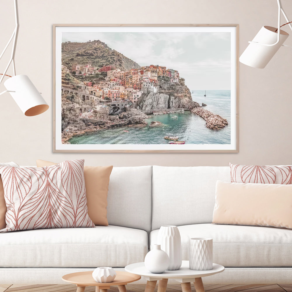 Wall Art 80cmx120cm Italy Cinque Terre Wood Frame Canvas V207-2137