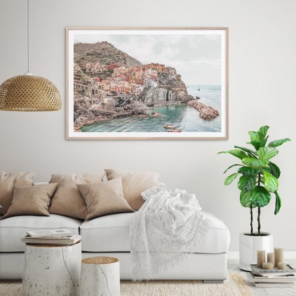 Wall Art 80cmx120cm Italy Cinque Terre Wood Frame Canvas V207-2137