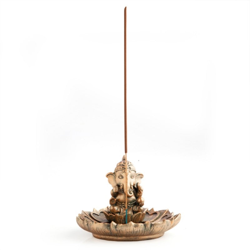 Gold Ganesh on Lotus Incense Burner V210-2670870