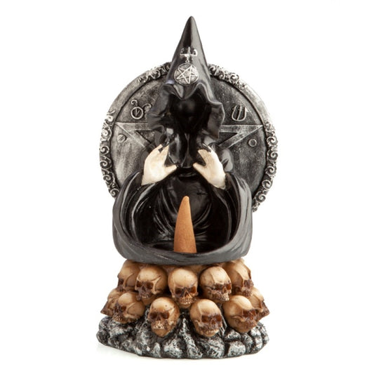 Hooded Baphomet & Skulls Backflow Incense Burner V210-2670886