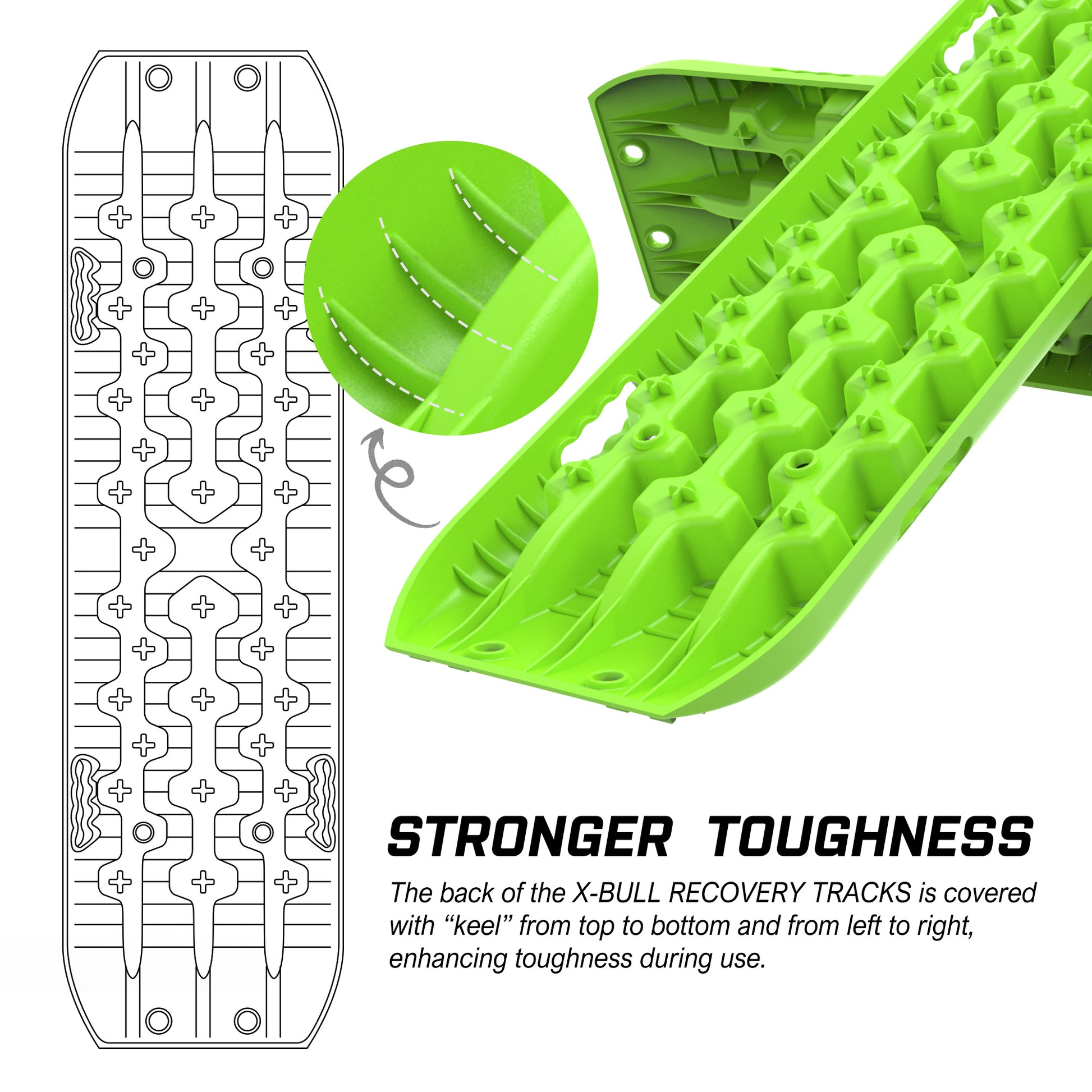 X-BULL Recovery tracks kit Boards Sand Mud Trucks 6pcs strap mounting 4x4 Sand Snow Car green GEN3.0 V211-AU-RT017