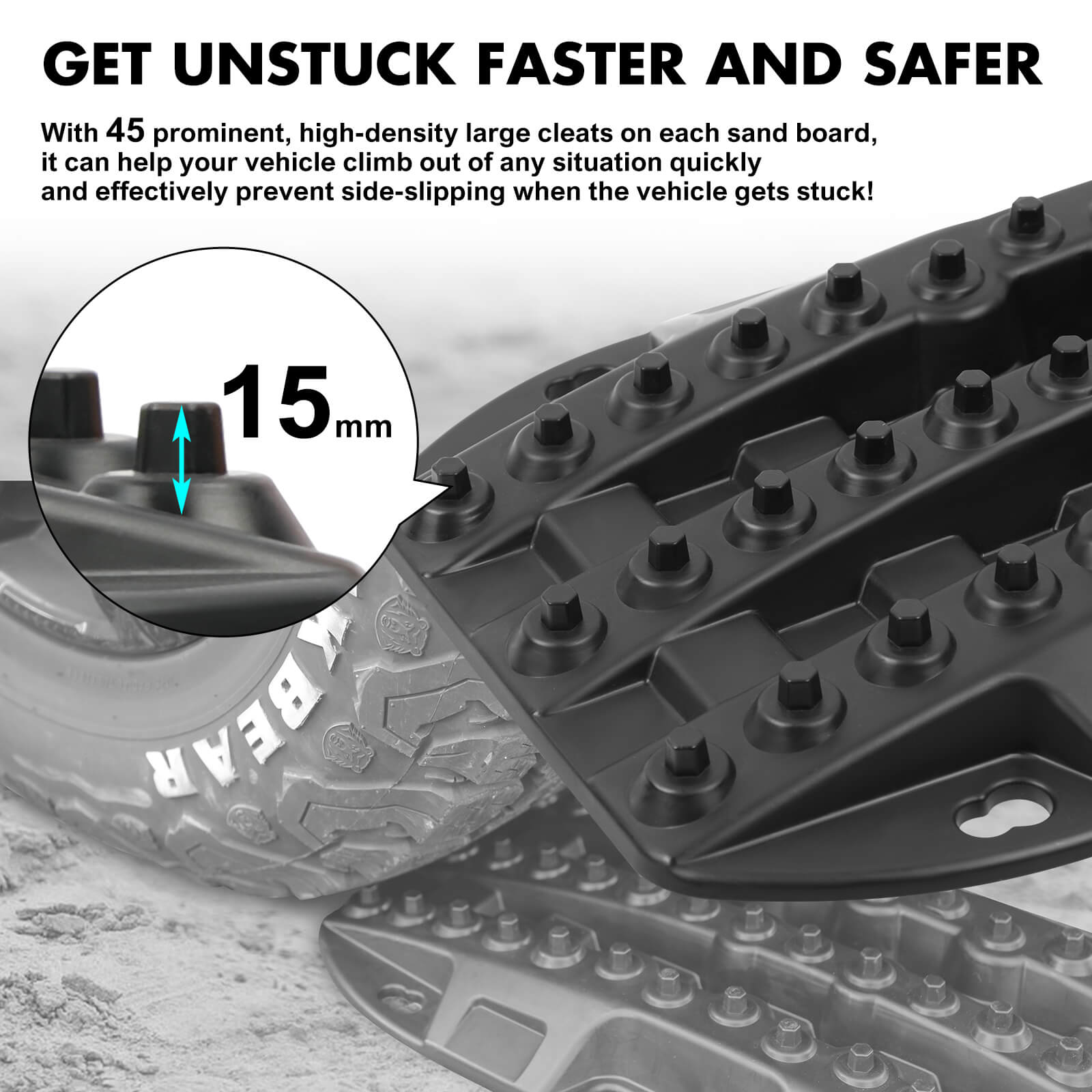 X-BULL Mini Recovery Tracks Traction Boards Sand Mud Snow 4WD 4x4 Vehicle 1 Pair Black V211-AU-SR001