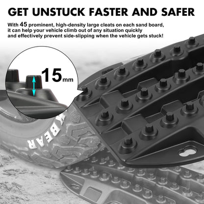 X-BULL Mini Recovery Tracks Traction Boards Sand Mud Snow 4WD 4x4 Vehicle 1 Pair Black V211-AU-SR001