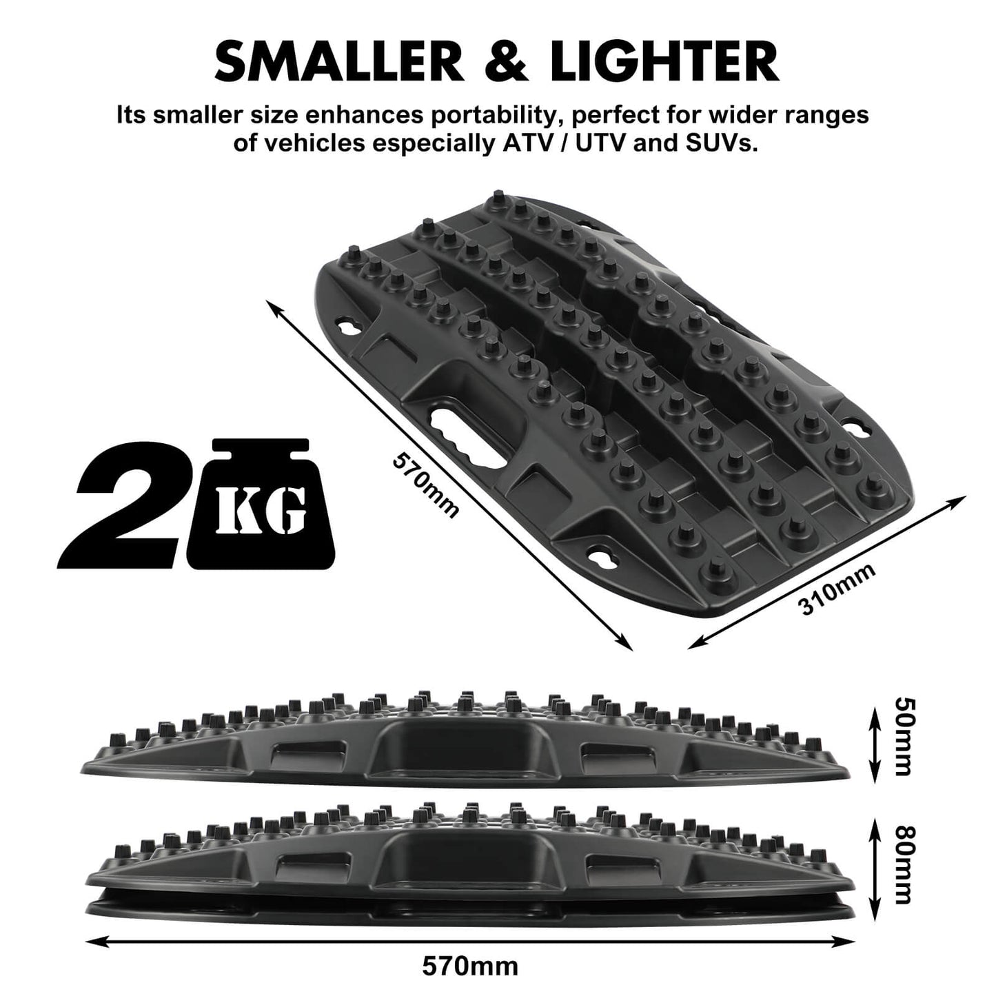 X-BULL Mini Recovery Tracks Traction Boards Sand Mud Snow 4WD 4x4 Vehicle 1 Pair Black V211-AU-SR001