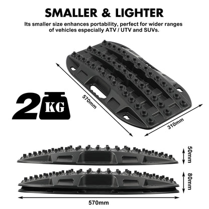 X-BULL Mini Recovery Tracks Traction Boards Sand Mud Snow 4WD 4x4 Vehicle 1 Pair Black V211-AU-SR001