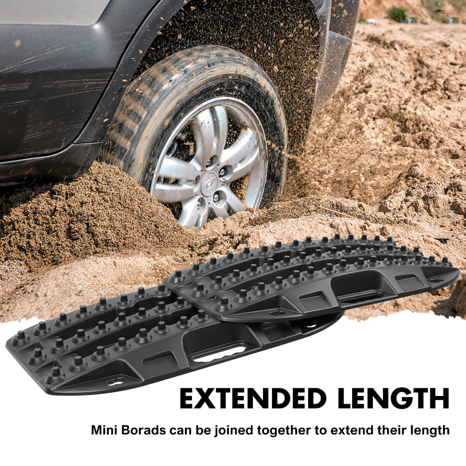 X-BULL Mini Recovery Tracks Traction Boards Sand Mud Snow 4WD 4x4 Vehicle 1 Pair Black V211-AU-SR001