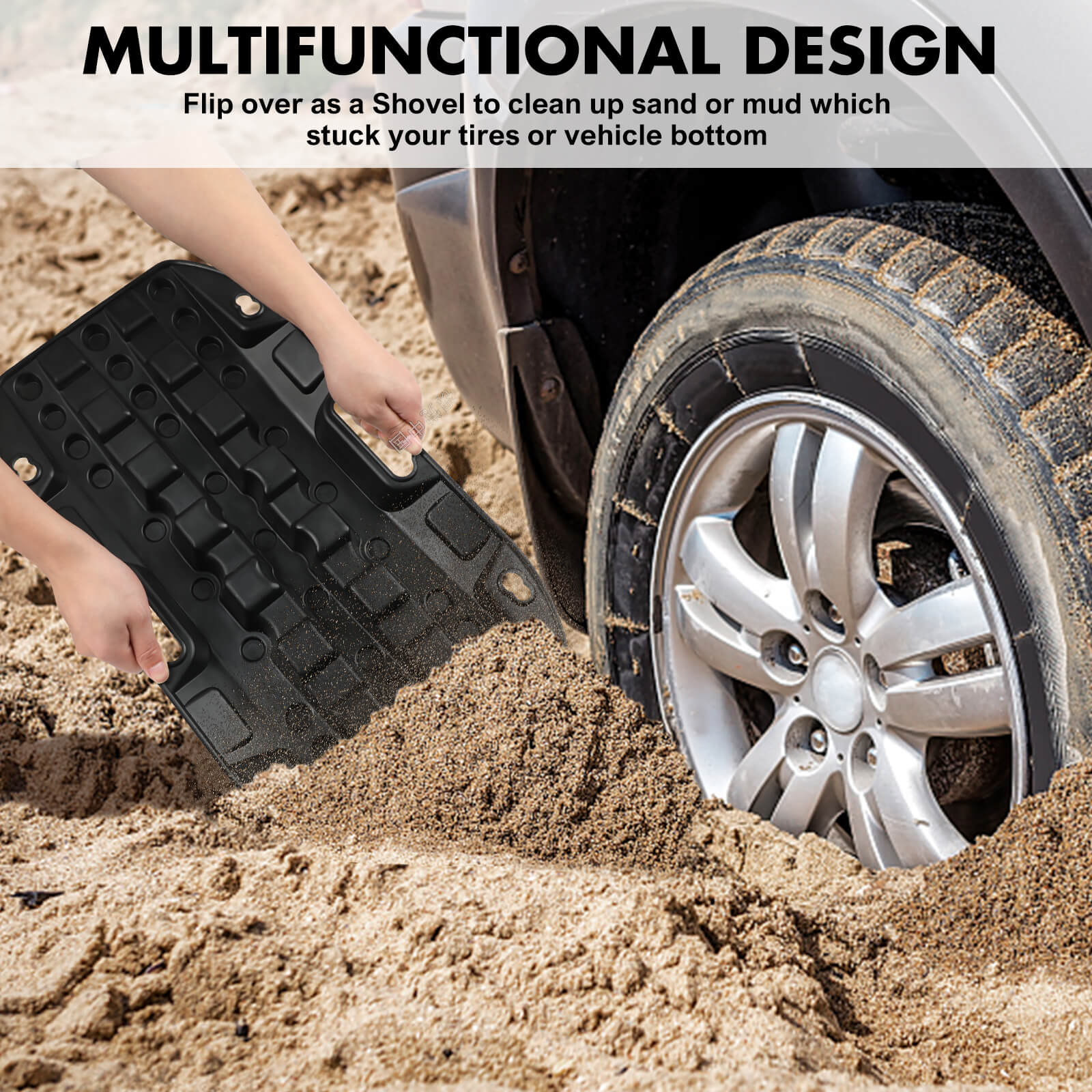 X-BULL Mini Recovery Tracks Traction Boards Sand Mud Snow 4WD 4x4 Vehicle 1 Pair Black V211-AU-SR001