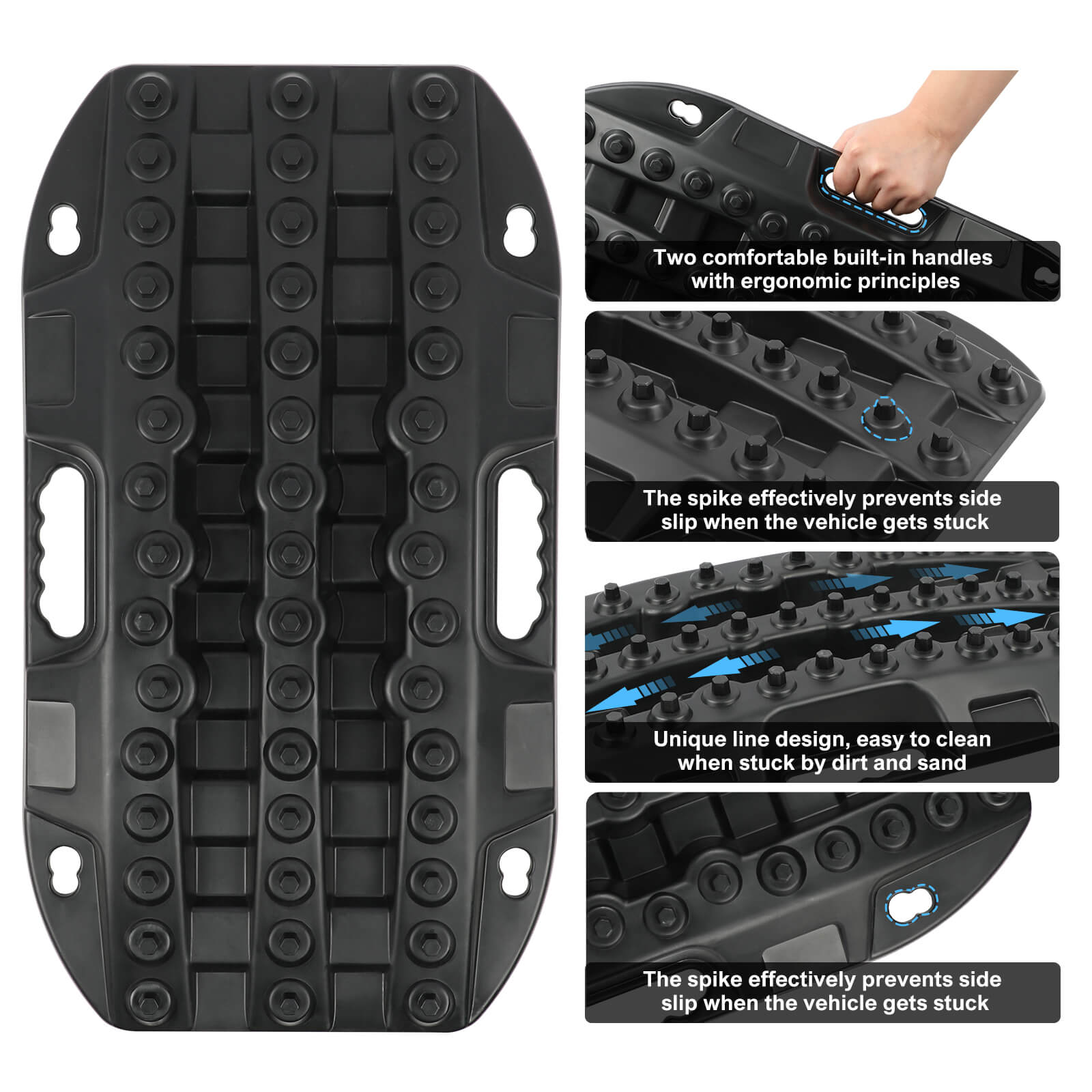 X-BULL Mini Recovery Tracks Traction Boards Sand Mud Snow 4WD 4x4 Vehicle 1 Pair Black V211-AU-SR001