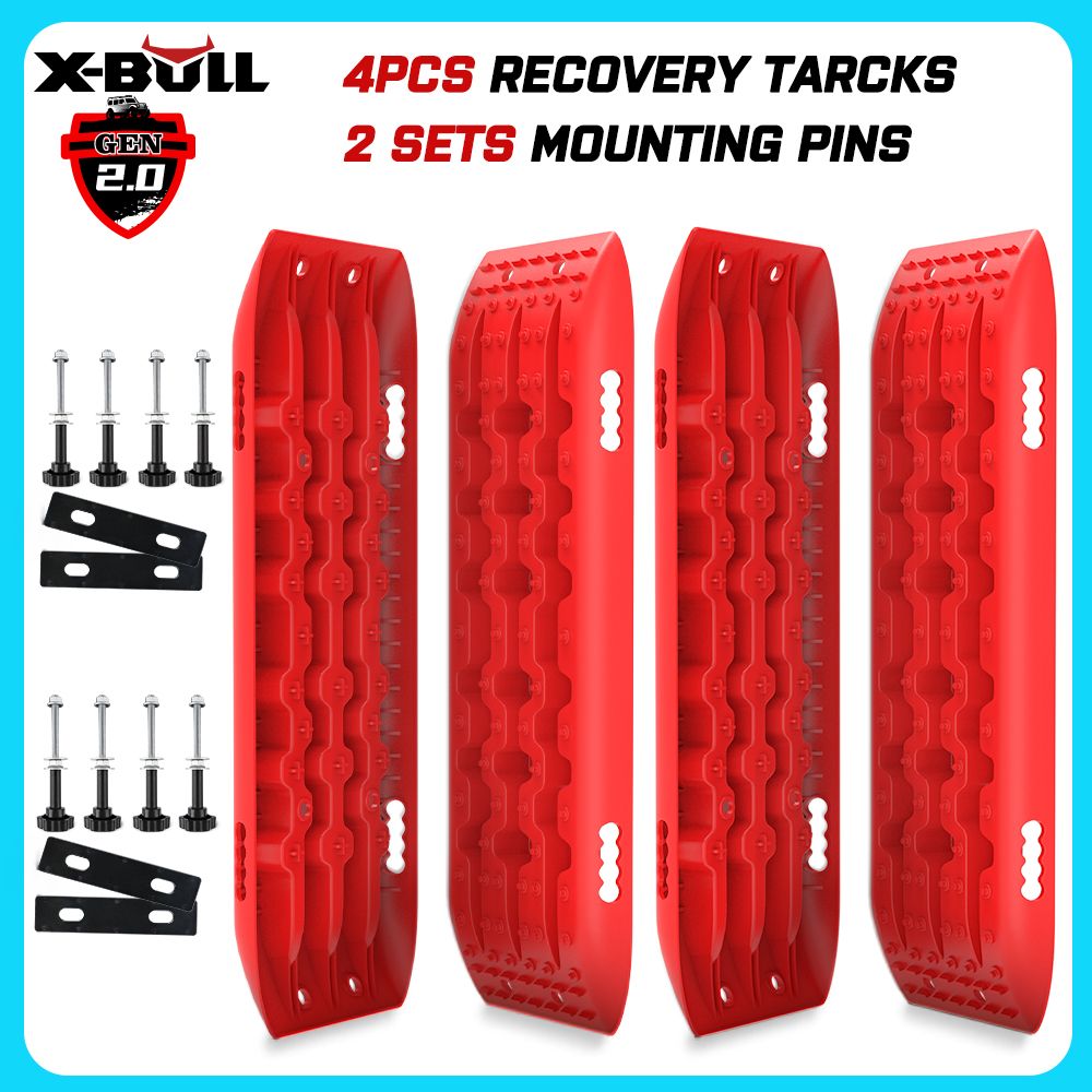 X-BULL Recovery tracks 10T 2 Pairs/ Sand tracks/ Mud tracks/ Mounting Bolts Pins Gen 2.0 -Red V211-AU-ST001XBP001-2