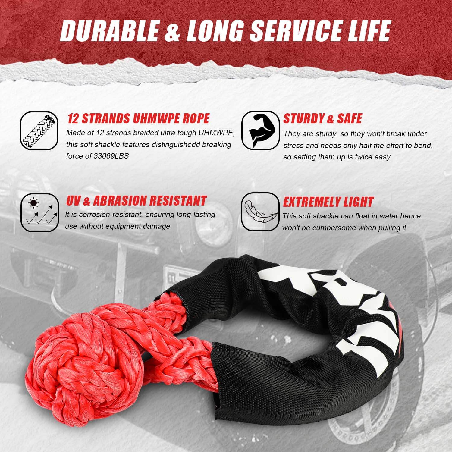 X-BULL Recovery Kit Kinetic Recovery Rope With 2PCS Recovery Tracks Gen2.0 Red V211-AU-ST001XBRK013