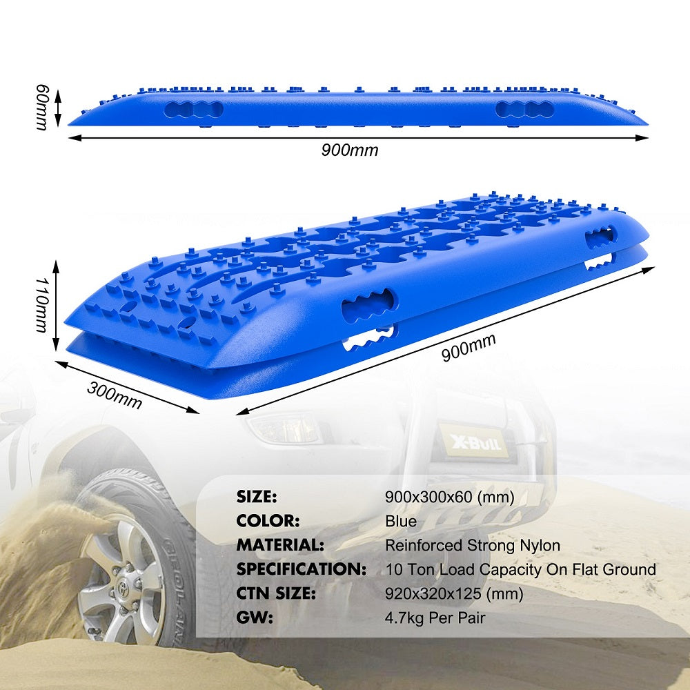 X-BULL 4X4 Recovery tracks 10T 2 Pairs/ Sand tracks/ Mud tracks/ Mounting Bolts Pins Gen 2.0 -Blue V211-AU-ST005XBP001-2