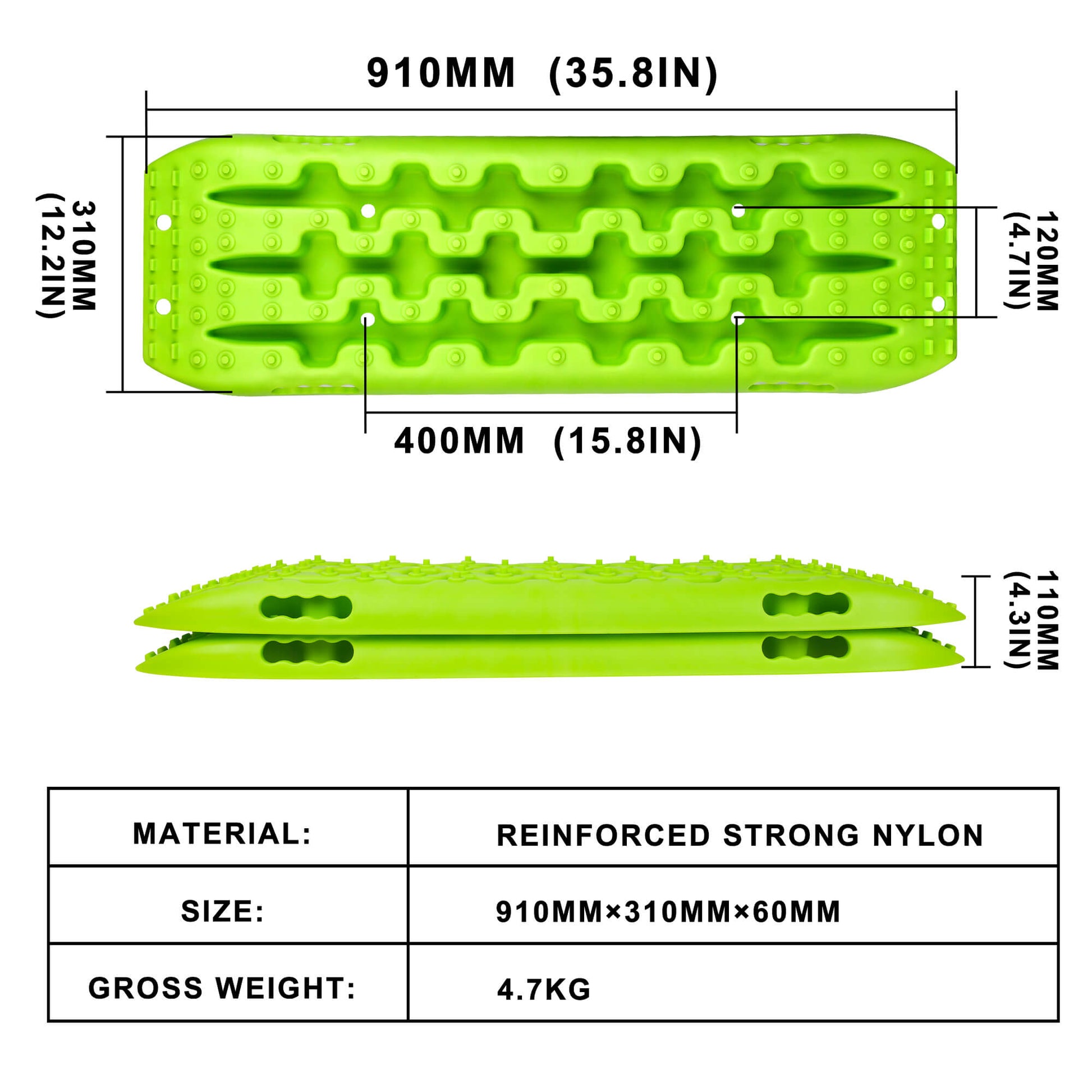 X-BULL Recovery Tracks Boards 10T 4PCS 2Pairs Truck Snow Mud 4WD Offroad Gen2.0 91cm Green V211-AU-ST006X2