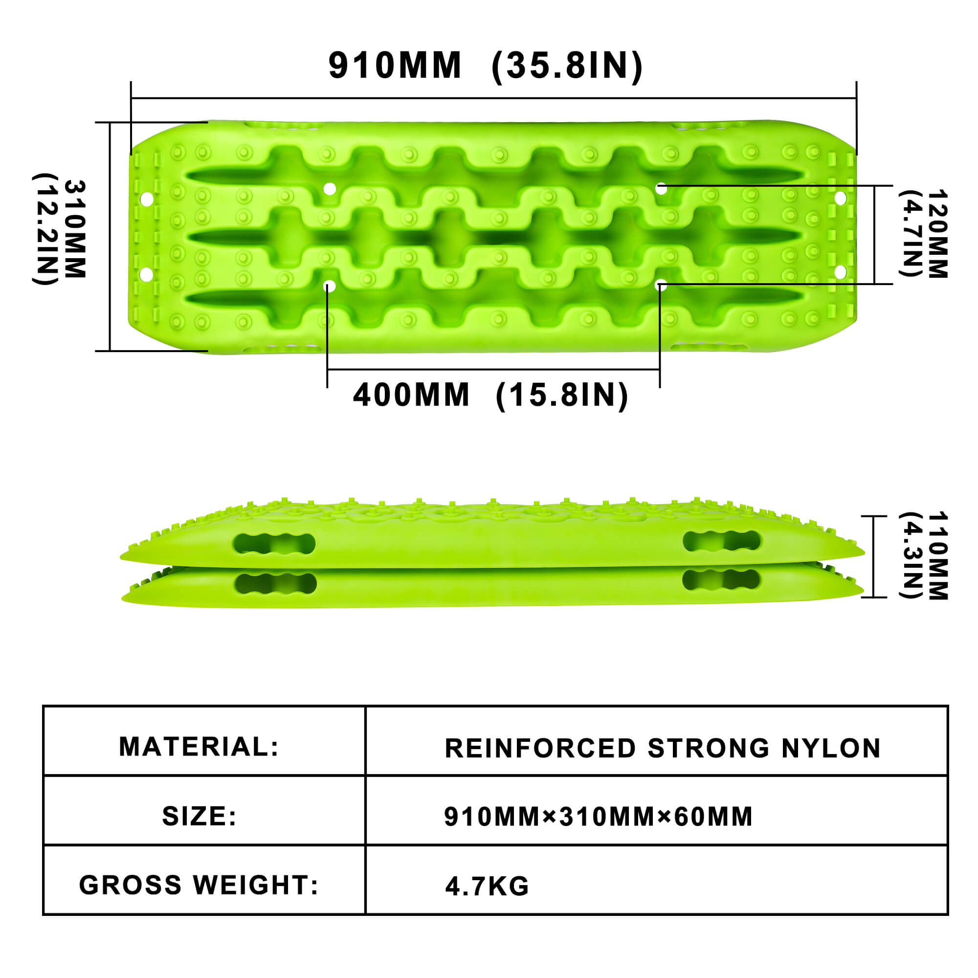 X-BULL Recovery Tracks Boards 10T 4PCS 2Pairs Truck Snow Mud 4WD Offroad Gen2.0 91cm Green V211-AU-ST006X2