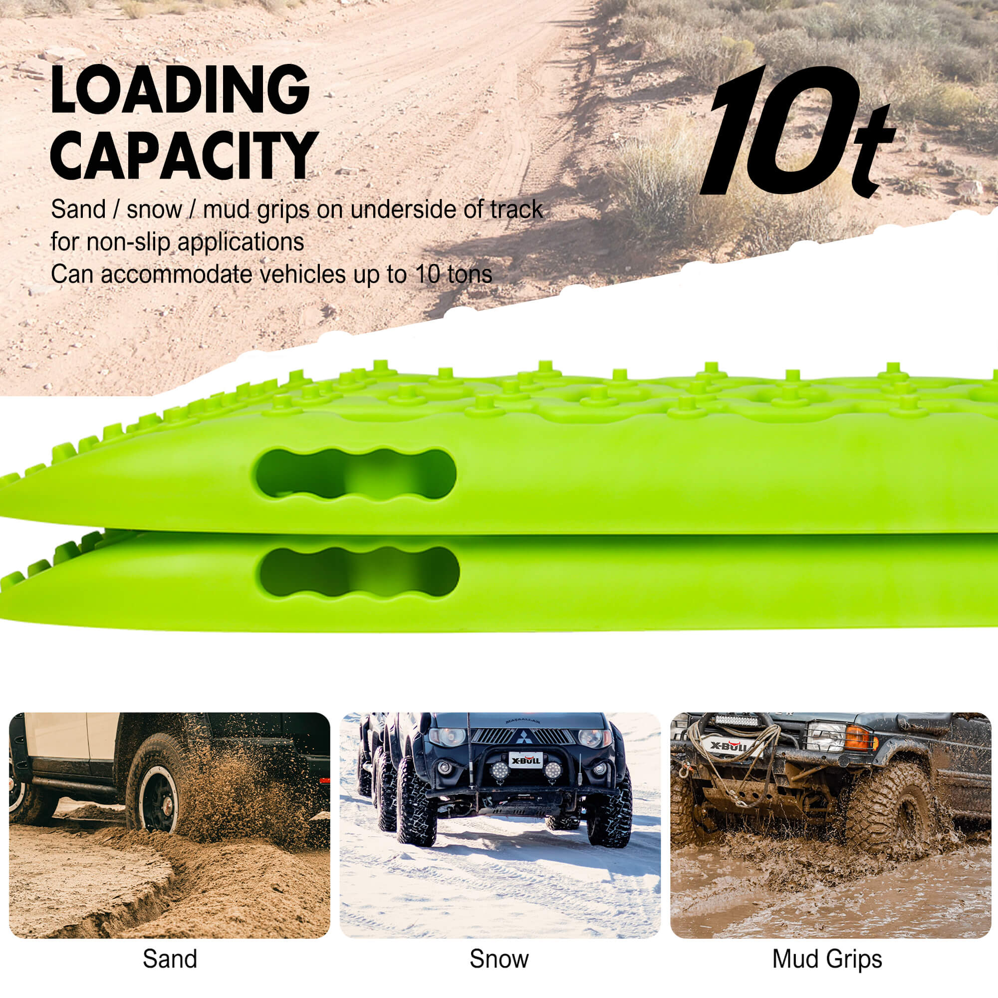 X-BULL Recovery Tracks Boards 10T 4PCS 2Pairs Truck Snow Mud 4WD Offroad Gen2.0 91cm Green V211-AU-ST006X2