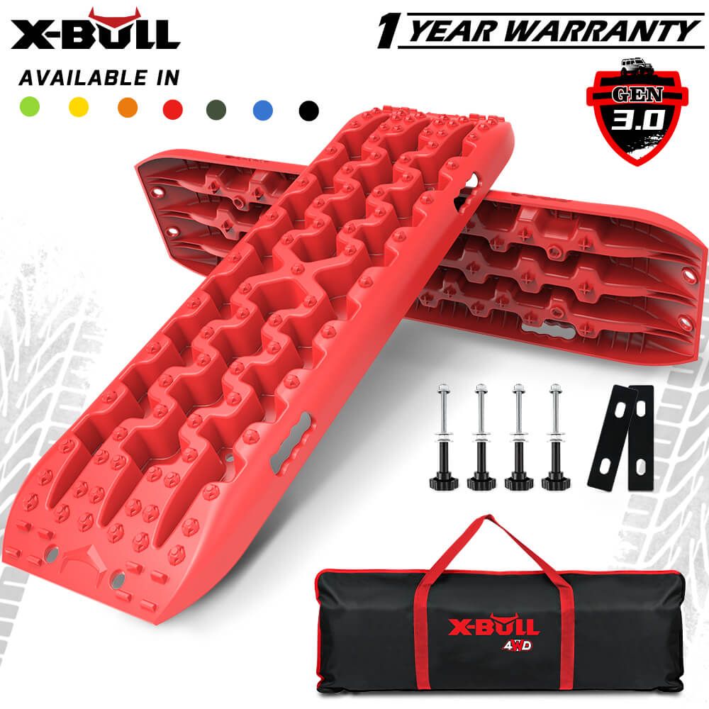 X-BULL 2PCS Recovery Tracks Snow Tracks Mud tracks 4WD With 4PC mounting bolts Red V211-AU-XBRT006