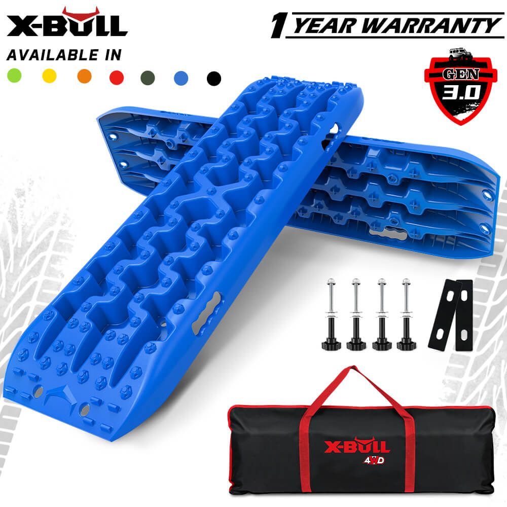 X-BULL 2PCS Recovery Boards Tracks Snow Tracks Mud tracks 4WD With 4PC mounting bolts Blue V211-AU-XBRT008