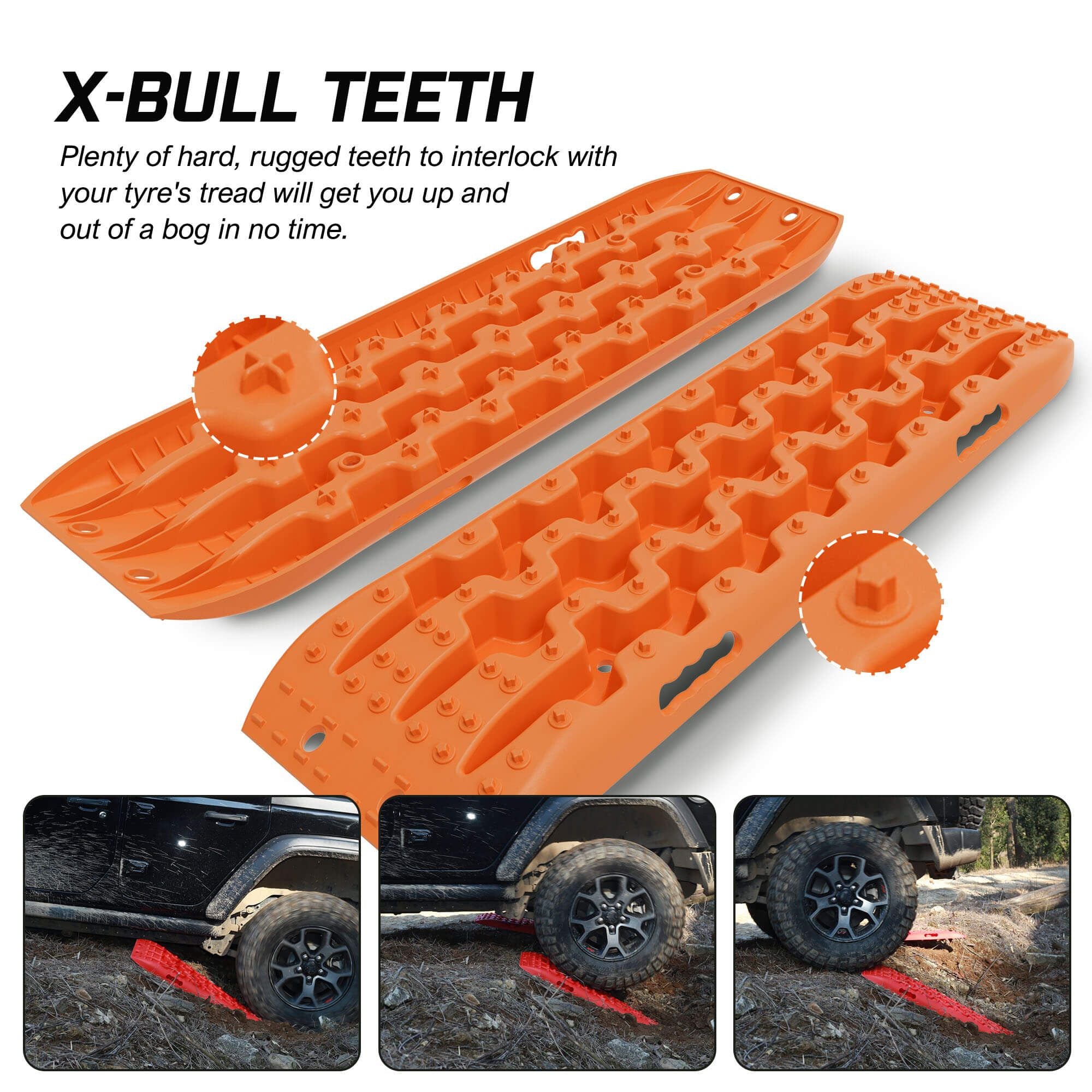 X-BULL 2PCS Recovery Tracks Snow Tracks Mud tracks 4WD With 4PC mounting bolts