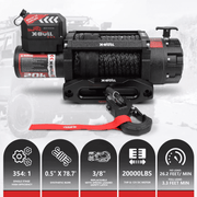 X-BULL 12V Electric Winch 20000LBS Synthetic Rope Truck Trailer Winch 4X4 4WD V211-AUEB-AXBL001