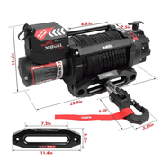 X-BULL 12V Electric Winch 20000LBS Synthetic Rope Truck Trailer Winch 4X4 4WD V211-AUEB-AXBL001