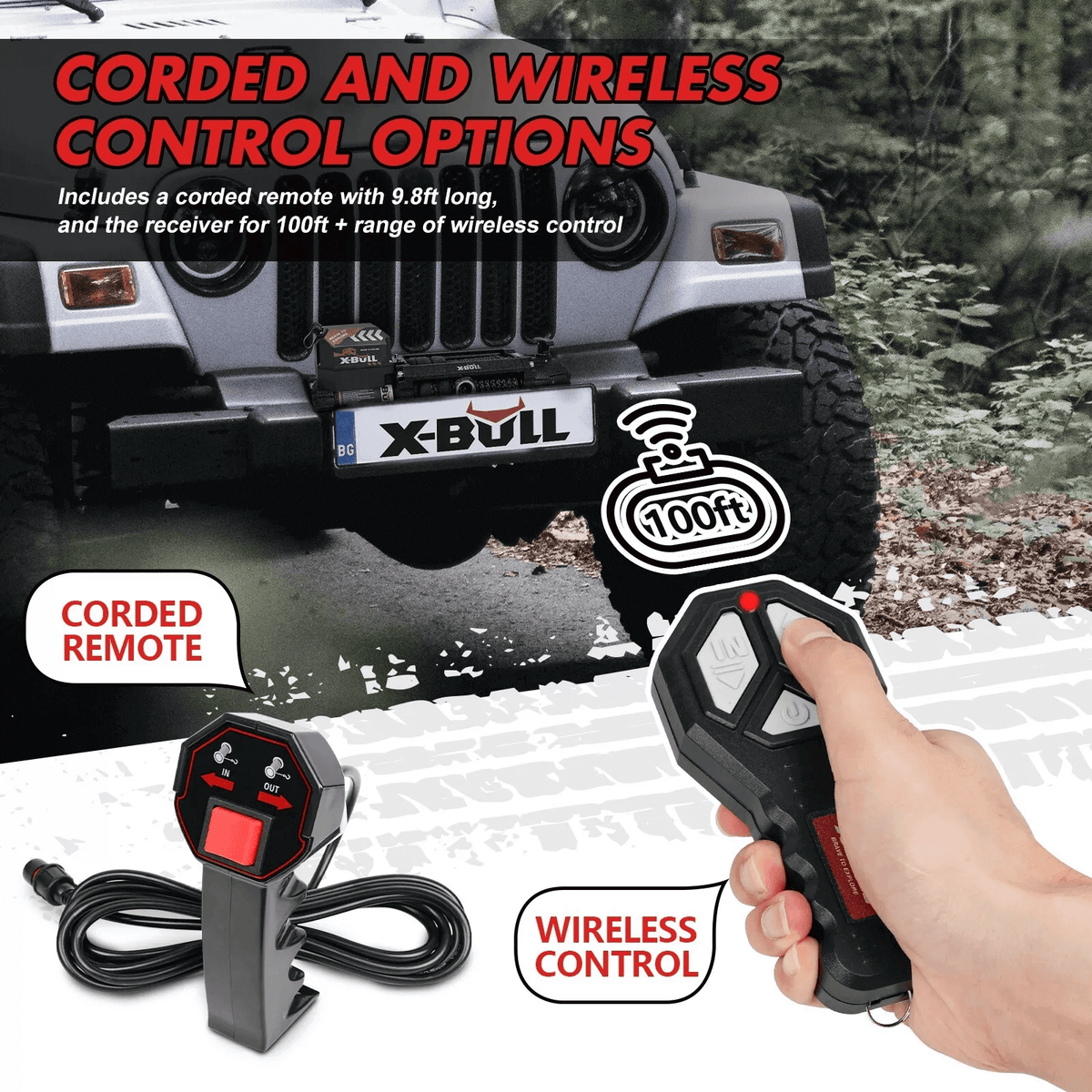 X-BULL 12V Electric Winch 20000LBS Synthetic Rope Truck Trailer Winch 4X4 4WD V211-AUEB-AXBL001