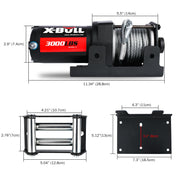 X-BULL Electric Winch 3000lbs Steel Wire Cable 12V Boat ATV UTV Winch Trailer 2 Units V211-AUEB-AXEW001-2