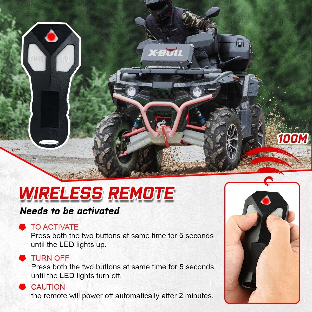 X-BULL Electric Winch 5000LBS 12V 15.2M Synthetic Rope Wireless ATV UTV 4WD Boat V211-AUEB-AXEW004